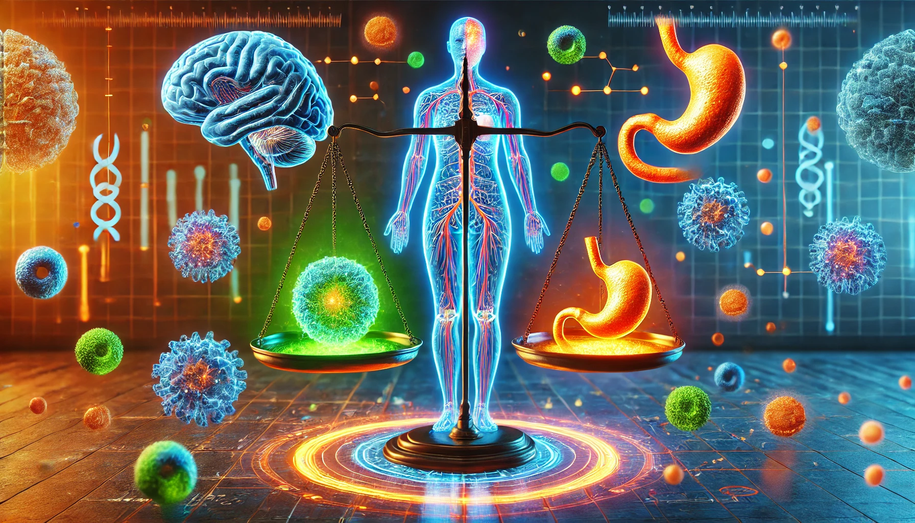 Illustration showing how immune system hormones function in the bod