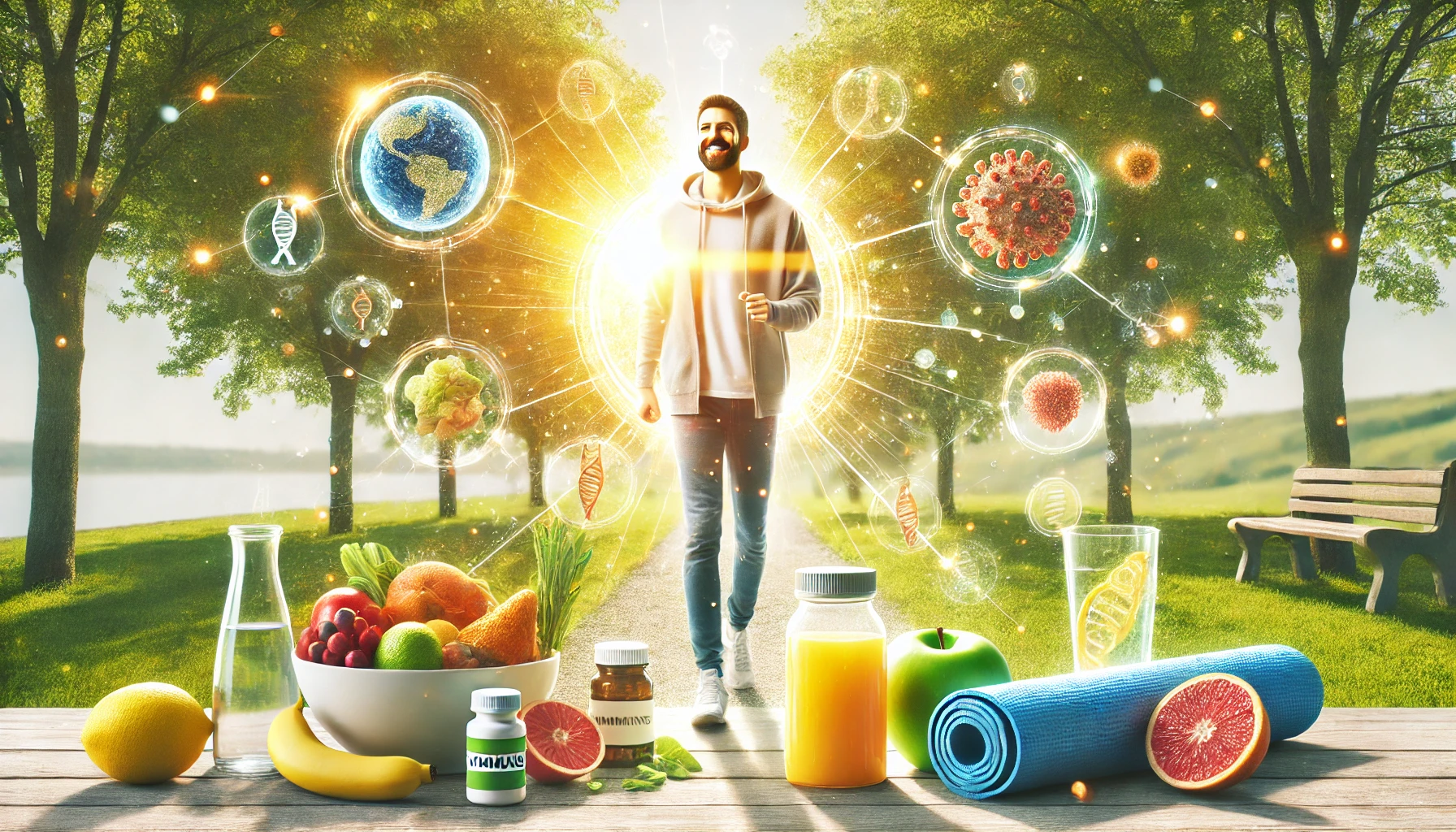 Why some people never get sick — scientific illustration of immune system resilience and healthy lifestyle habits that boost immunity naturally.