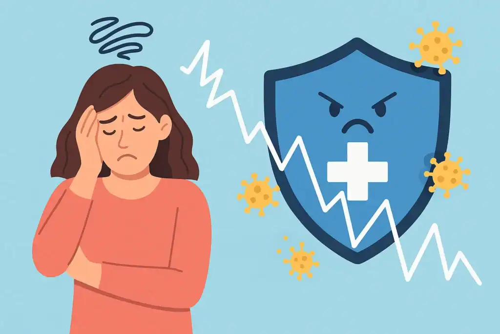 Stress and the immune system illustration showing the impact of stress on immune balance